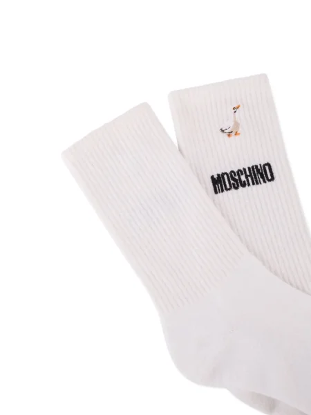 Șosete Moschino cu broderie alb