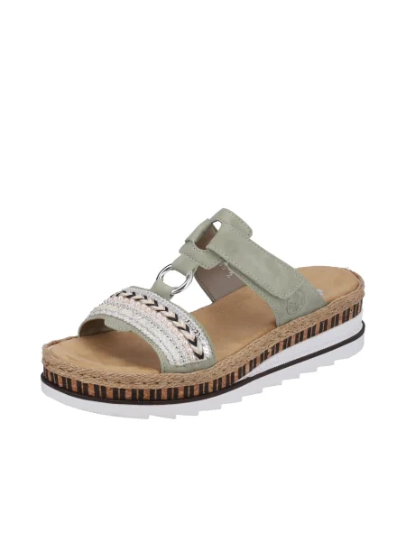 Rieker Nizki natikači bež / pastelno zelena / črna / biserno bela