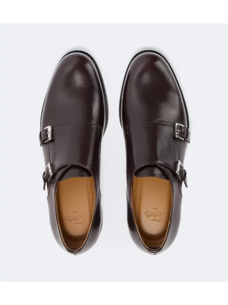 Kožený poltopánky typu monk Christian Louboutin s remienkami čierna