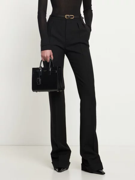 Kožená kožená taška Saint Laurent čierna