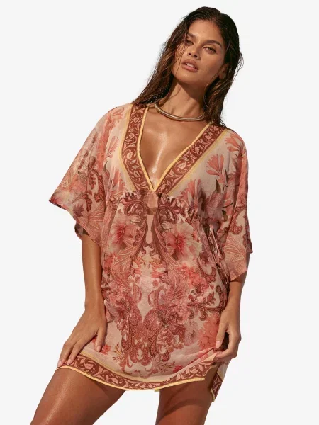 Lipsy Obleka za na plažo rjasto rjava / staro roza