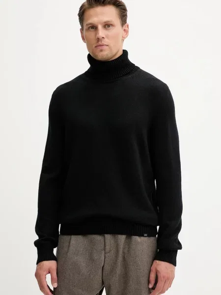 Vuneni pulover Paul&Shark za muškarce s dolčevitom crna