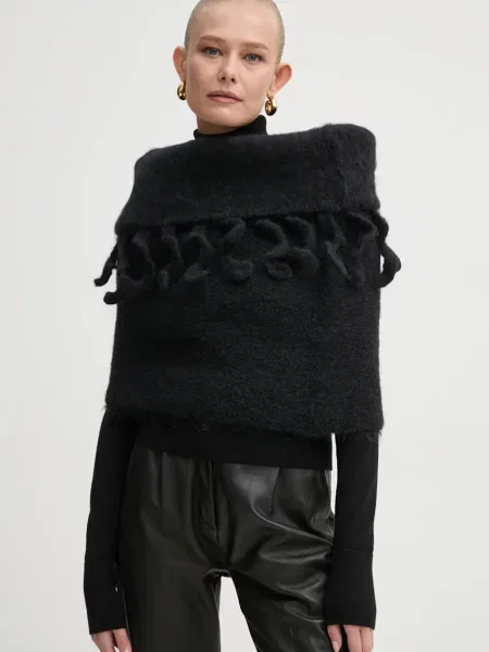 Sunnei fular de lână uni negru