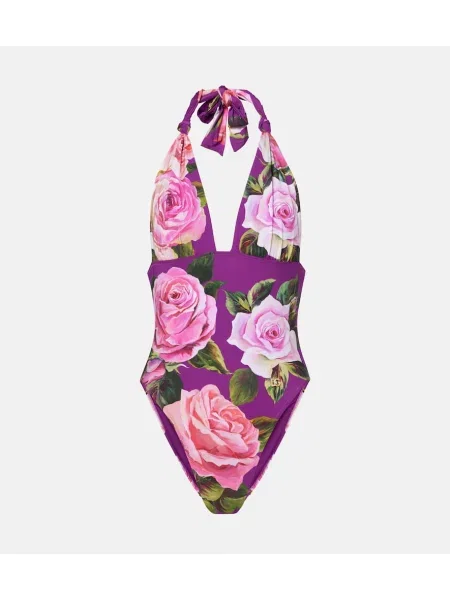 Costum de baie Dolce&gabbana cu model floral cu imagine violet