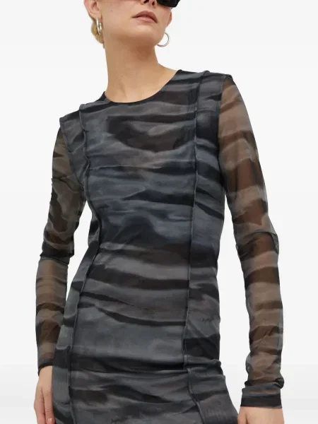 Rochie midi Samsøe Samsøe plasă până la genunchi de costum gri