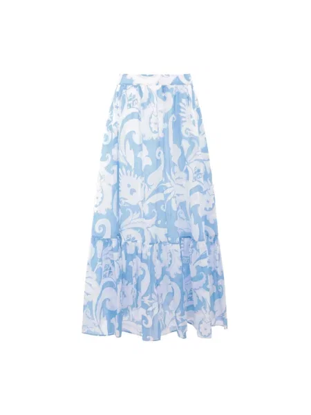 Maksi spódnica maxi Etro casual w kwiatki niebieska