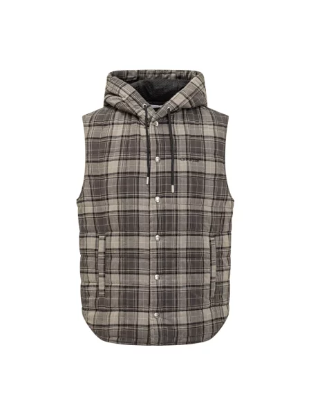 Kamizelka Off-white w kratkę z kapturem biała