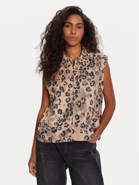 Adidas Vestă elegantă Animal Print bej