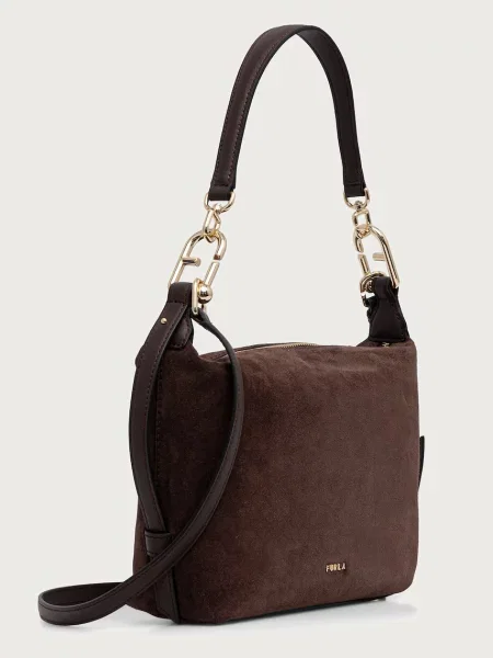 Furla geantă crossbody pentru femei din piele Tonie Mini Hobo maro
