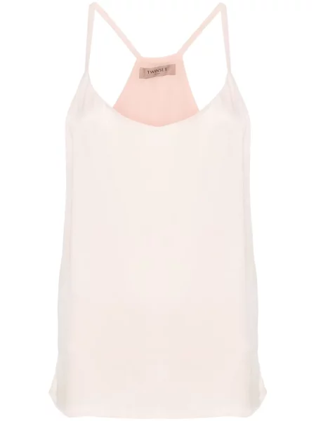 Satynowa bluzka Twinset bez rękawów różowa