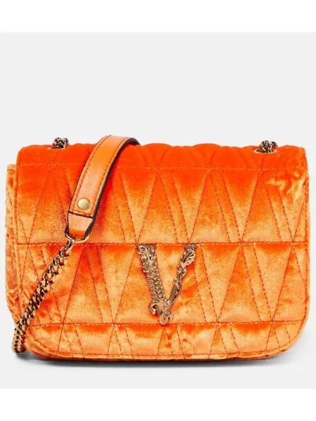 Geantă Versace Virtus de catifea portocaliu