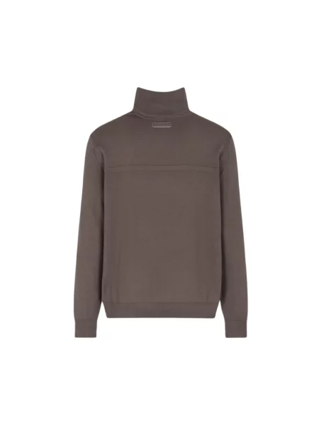 Lniany sweter z golfem Armani Exchange szary
