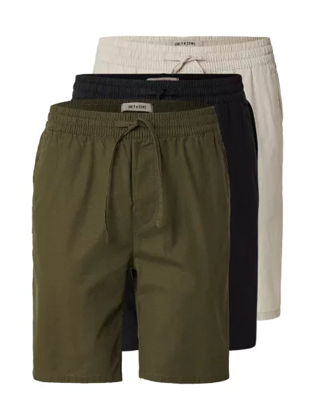 Only & Sons Pantaloni ONSREID gri piatră / verde închis negru