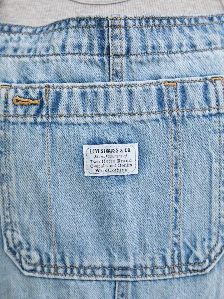 Levi's ogrodniczki jeansowe UTILITY SHORTALL niebieski