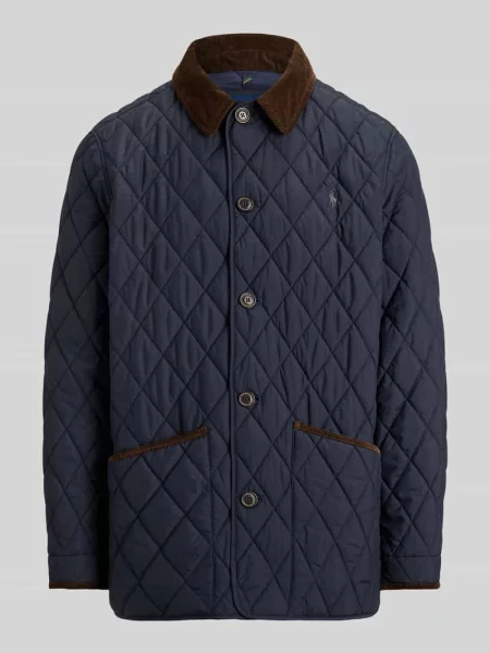 Kurtka pikowana o kroju regular fit z sztruksowym wykładanym kołnierzem Polo Ralph Lauren granatowa