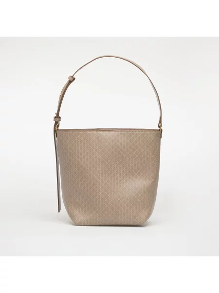 Geantă Calvin Klein Emblem Aop Medium Bucket bej