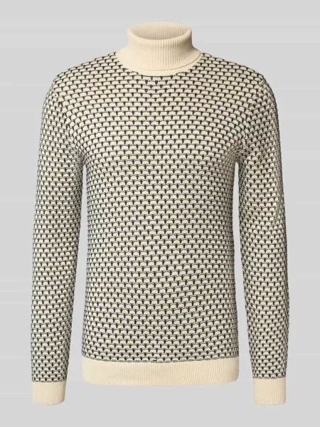 Sweter z dzianiny z golfem Blend biały