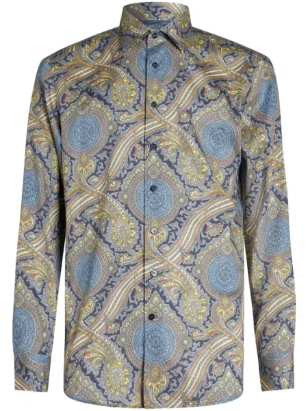 Риза Etro с принт с абстрактен десен синьо