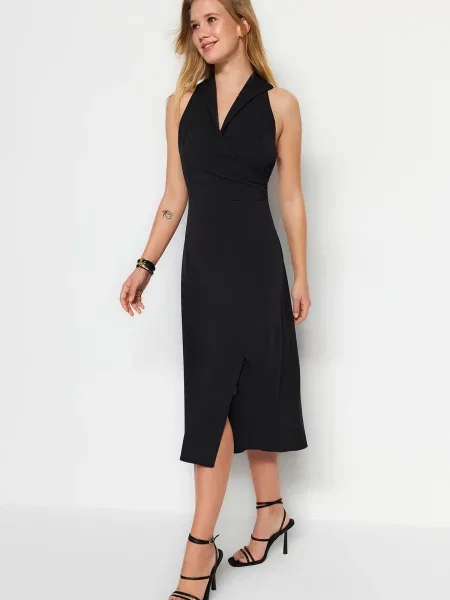 Gulerat rochie midi Trendyol plic negru