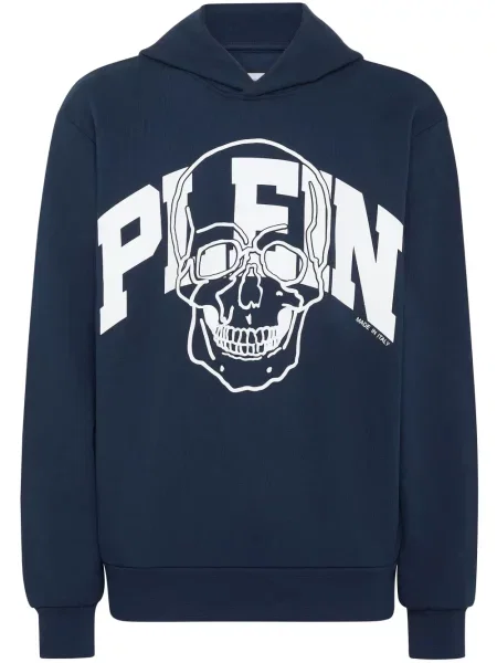 Hanorac cu glugă Philipp Plein cu imagine albastru
