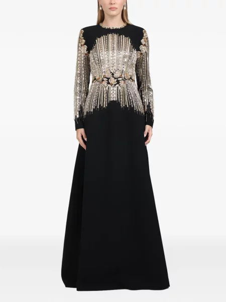 Maxi rochie maxi Dina Melwani de cristal de costum negru
