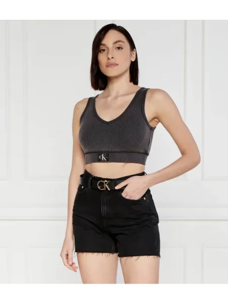 Cropp top din denim Calvin Klein Jeans gri