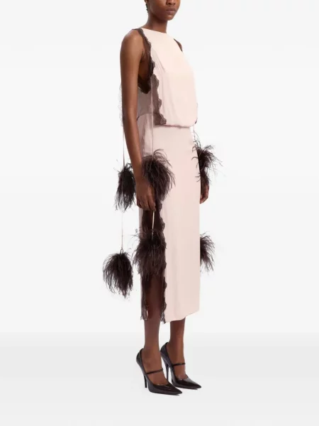 Rochie midi 16arlington cu pene roz