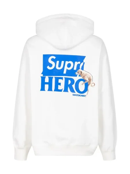 Hanorac cu glugă Supreme alb