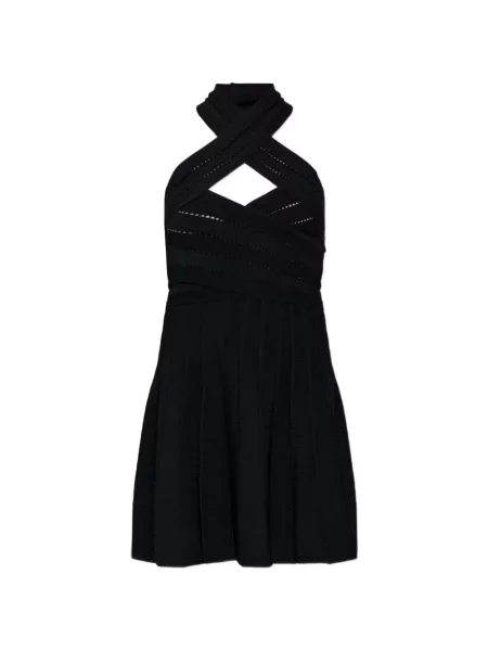 Rochie mini Balmain tricotate cu gât halter negru