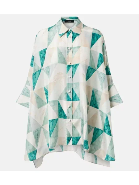 Cămașă Joseph de mătase cu imagine verde