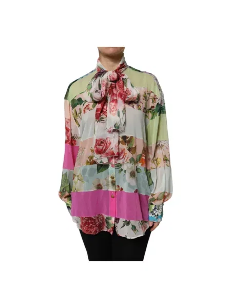 Długa wielobarwność bluzka Dolce And Gabbana z długim rękawem