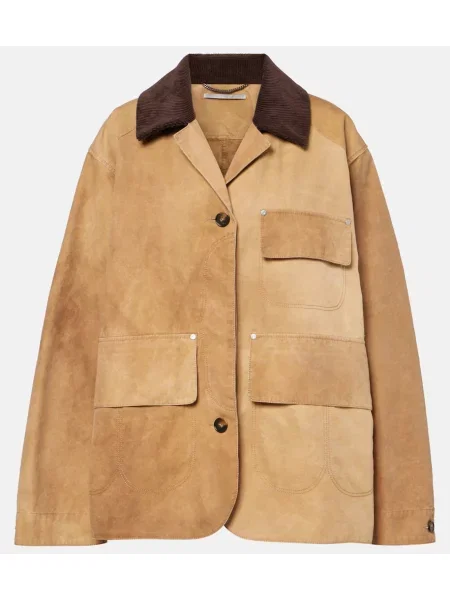Geacă Stella Mccartney de catifea cord maro