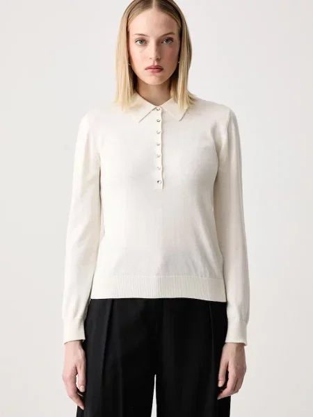 Sisley sweter z dodatkiem wełny beżowy