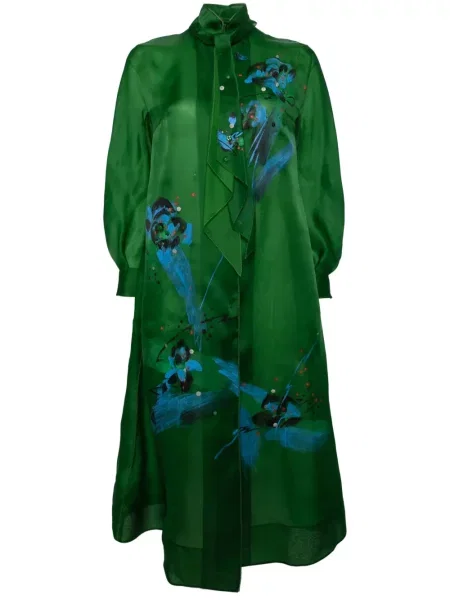 Rochie Shiatzy Chen cu broderie de costum verde