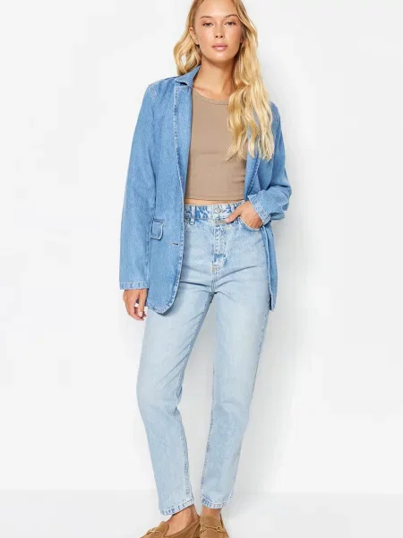 Mom jeans Trendyol niebieskie