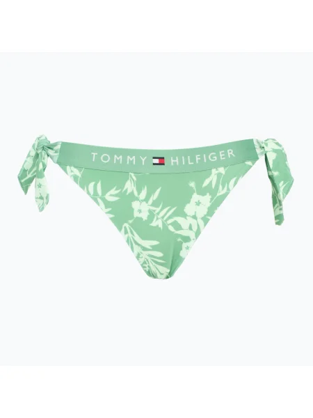 Partea de jos a costumului de baie Tommy Hilfiger Cheeky Side Tie Bikini Print floral tropic aop fort green verde