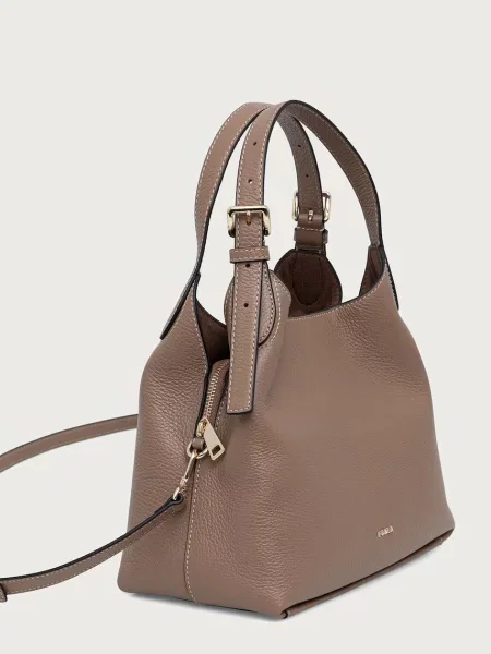 Furla geantă pentru femei din piele Primrose M Hobo bej