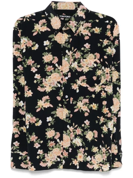 Cămașă Tom Ford cu model floral cu imagine negru
