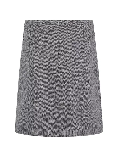 Fustă Paul Smith de lână cu model herringbone gri