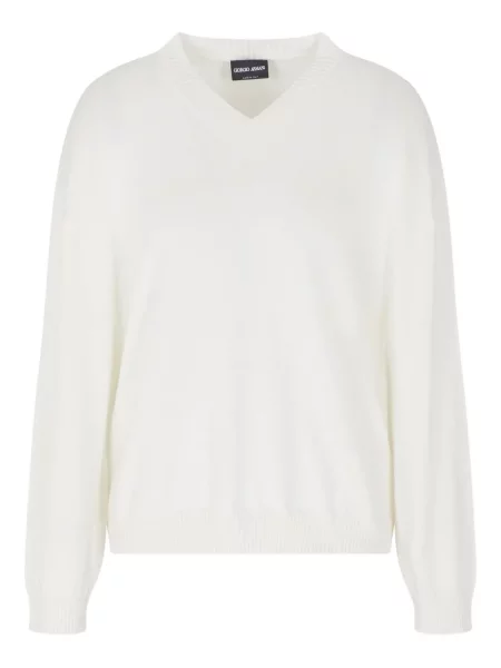 Pulover Giorgio Armani cu decolteu în V alb