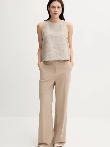 Блузка з домішкою льону United Colors of Benetton візерунок бежевий