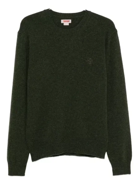 Pulover Baracuta cu broderie cu decolteu rotund verde