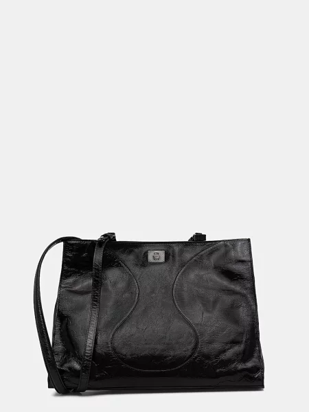 Geantă shopper Zadig&voltaire din piele retro negru