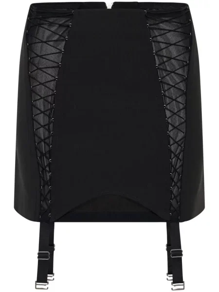 Fustă Dion Lee cu șireturi transparente din dantelă negru