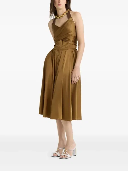 Rochie Patou cu gât halter de costum maro