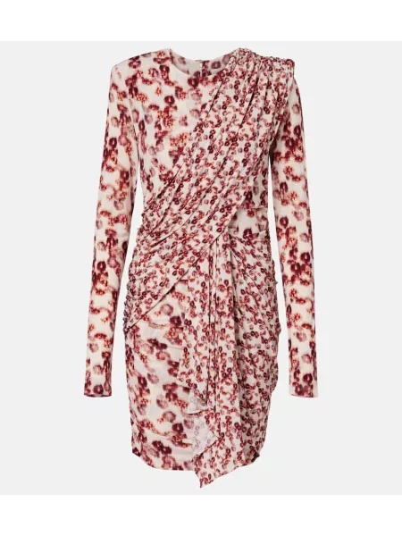 Sukienka Isabel Marant z nadrukiem drapowana różowa