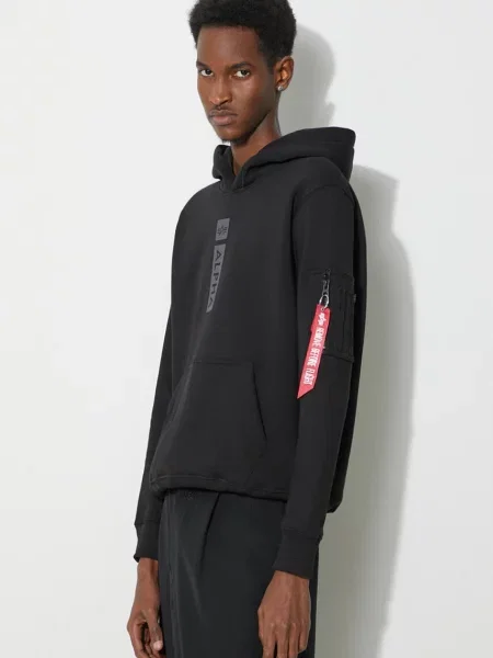 Кофта Alpha Industries Puff Print Hoodie black чорний