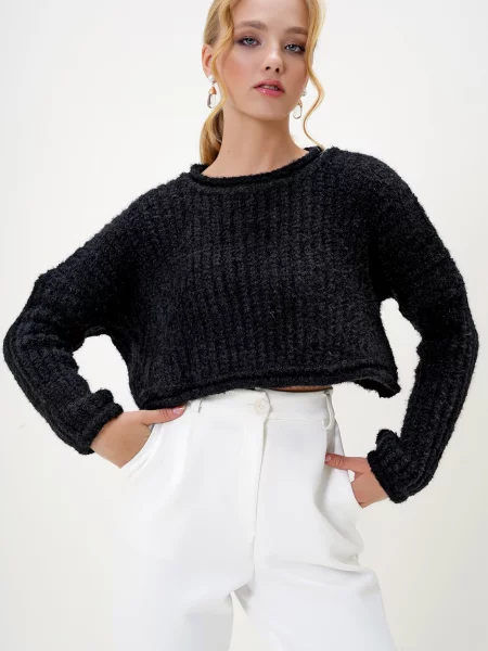 Trend Alaçatı Stili Pulover negru