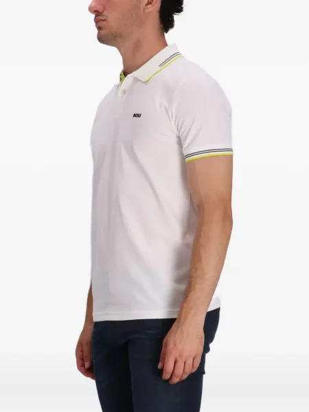 Gulerat tricou polo Boss alb