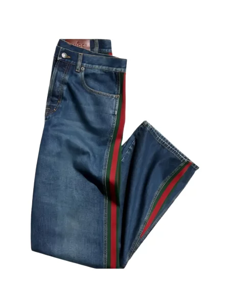 Blugi drepți Gucci cu dungi albastru